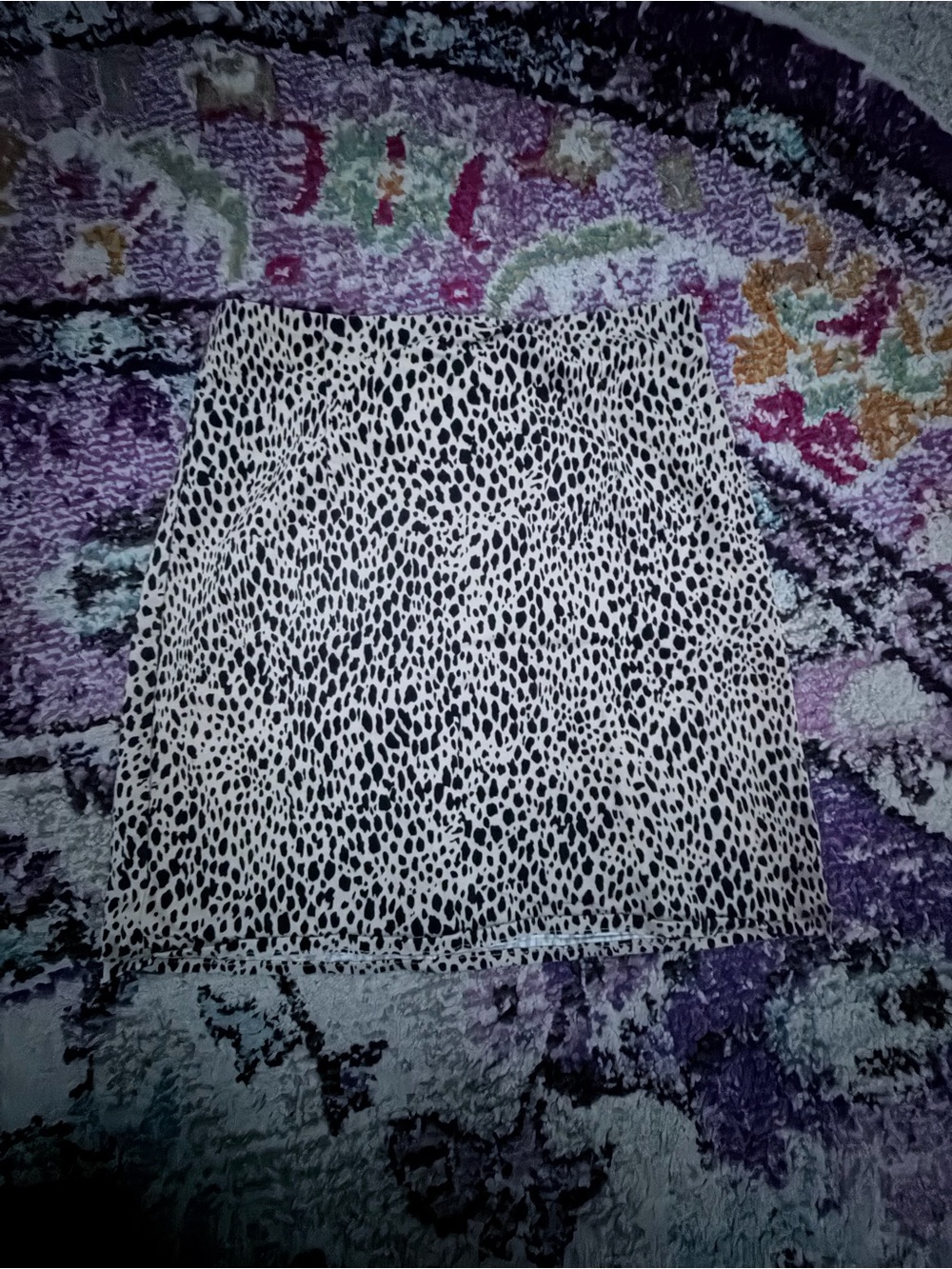 Brandy Melville Black and Beige Cheetah-Print Mini Skirt